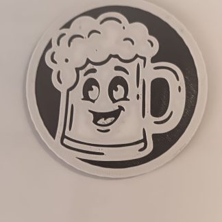 Happy Beer Mug Cartoon 3D Printed Coaster Set